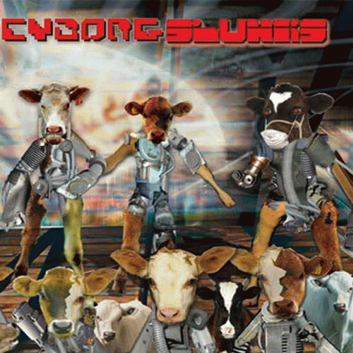 LE CYBORG : Les cyborgs sont des êtres vivants amèliorès, ce qui a amenè les auteurs à  crèer le conceept d'animaux cyborgs. BUCKETHEAD (le guitariste au chapeau seau de KFC), connu pour bidouiller ses guitares, crèer des ambiances et des sonoritès uniques et surtout pour pondre des concepts albums assez barrès s'empare du concept en 2007.  Il nous propose alors une pochette de bric et de broc pour l'album « cyborg slunks » avec des vaches cyborgs. Pourquoi s'en ètonner ? Dans « science-fiction », il y a bien « fiction » ^^. 