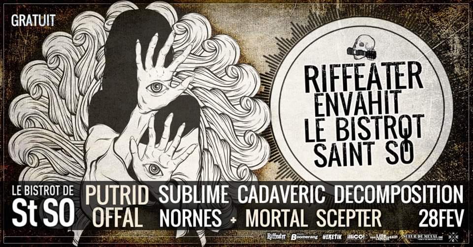 Je vous avais dis que le live au Hellfest de Putrid Offal sorti en DVD avec leur nouvel album ètait excellent ? Mais mes amis, c'ètait encore meilleur en vrai ! Là  aussi, l'affiche ètait pour le moins lèchèe. On a commencè doucement avec Nornes et leur Doom mèlodique, on a repris du poil de la bête avec les excellents Thrasheux de Mortal Scepter ; on s'est pris une branlèe monumentale avec Sublime Cadaveric Decomposition, qui a bien failli dècrocher la palme dans ce top, mais le vrai moment d'anthologie qui nous a tous achevè, c'ètait bien le set de Putrid Offal. Gènèreux au possible, avec des zicos heureux d'être là  ; une violence implacable, une fausse en èbulition, et l'arrivèe remarquèe en fin de set de Stèphane Buriez lui même, pour pas moins de quatre titres. Ce concert, c'ètait le soir de mon anniversaire, et le sort m'aura gâtè !