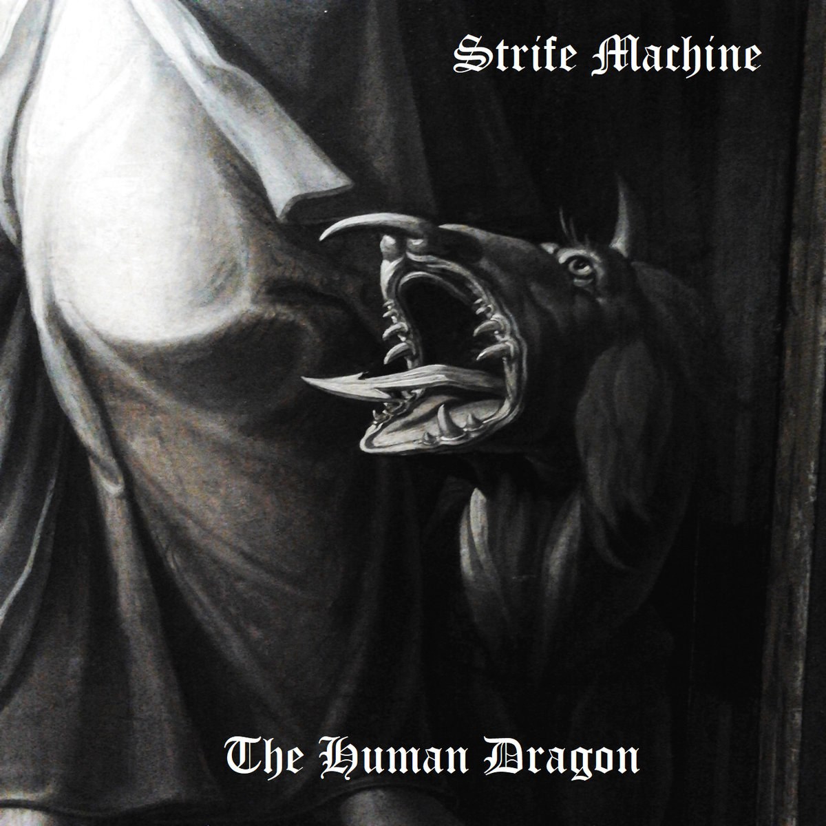 La dimension diabolique est ici on ne peut plus clair, avec un titre sans èquivoque: "L'homme dragon". Entre la langue, le nez pointu, les cornes et les ailes; tout porte à  croire qu'on a affaire au diable, et pourtant on reconnait aussi le dragon, et une certaine humanitè dans le regard dramatique. Quoi de mieux pour un groupe de Black Metal dèpressif après tout, de montrer l'humanitè laide et destructrice, disgracièe.